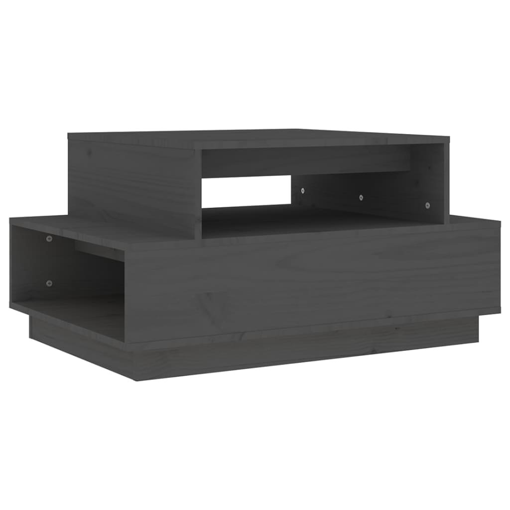 vidaXL Stolik kawowy, szary, 80x55x40,5 cm, lite drewno sosnowe