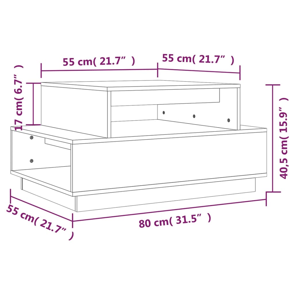 vidaXL Stolik kawowy, szary, 80x55x40,5 cm, lite drewno sosnowe