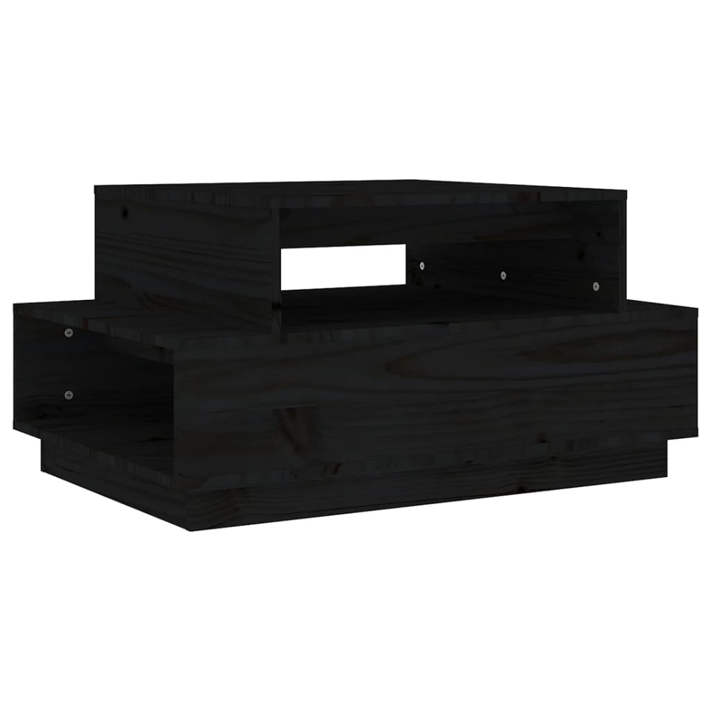 vidaXL Stolik kawowy, czarny, 80x55x40,5 cm, lite drewno sosnowe