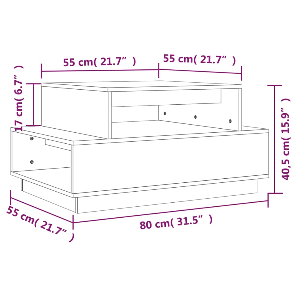 vidaXL Stolik kawowy, czarny, 80x55x40,5 cm, lite drewno sosnowe