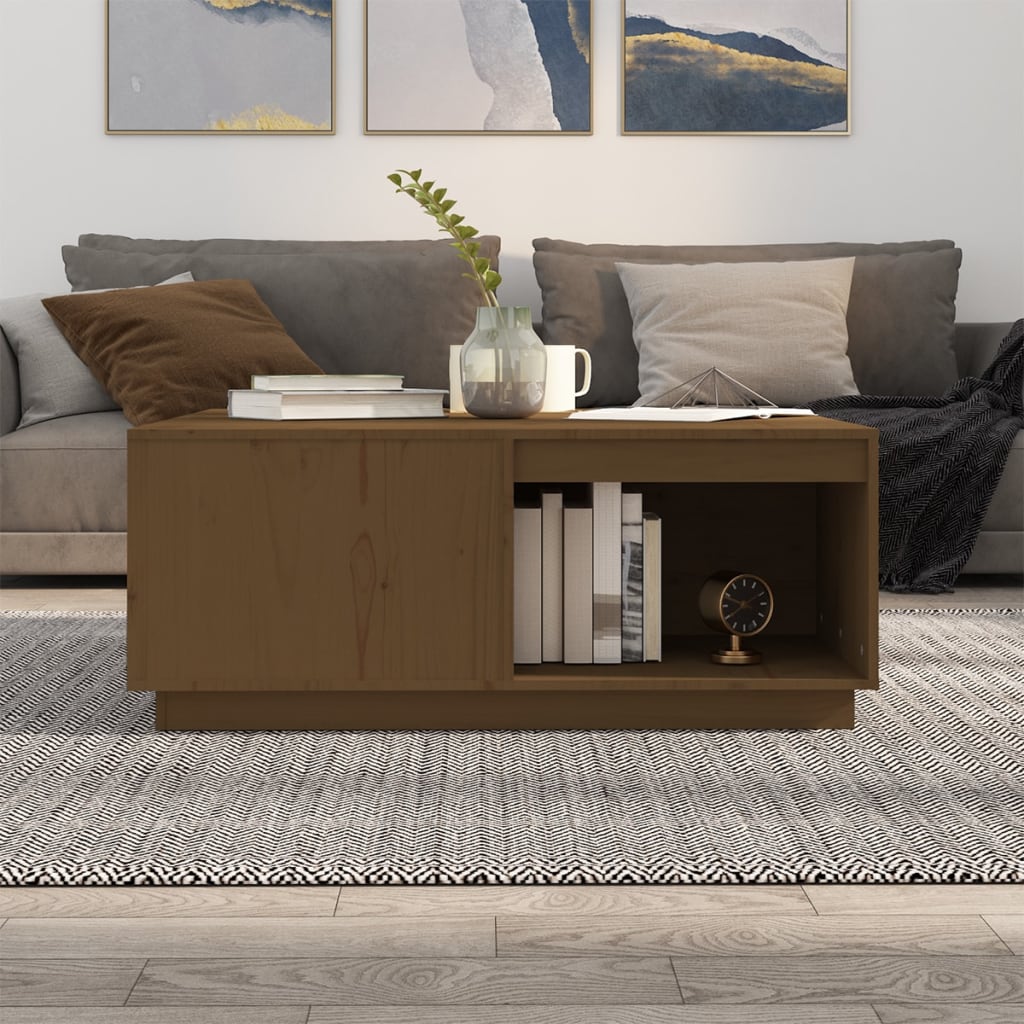 vidaXL Stolik kawowy, miodowy brąz 100x101x40,5 cm lite drewno sosnowe