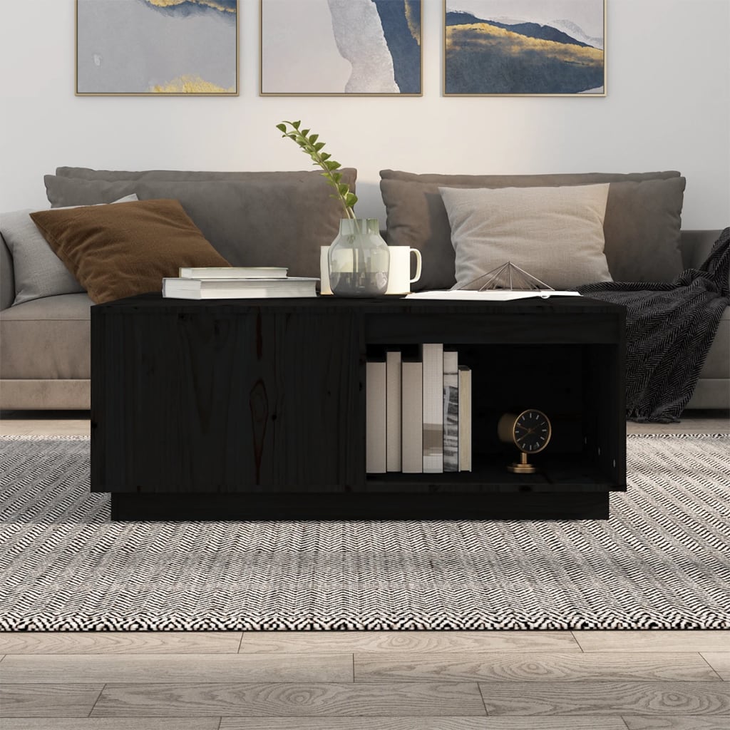 vidaXL Stolik kawowy, czarny, 100x101x40,5 cm, lite drewno sosnowe