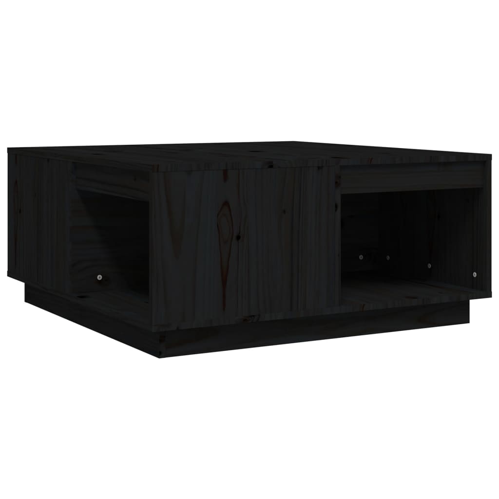 vidaXL Stolik kawowy, czarny, 80x81x36,5 cm, lite drewno sosnowe