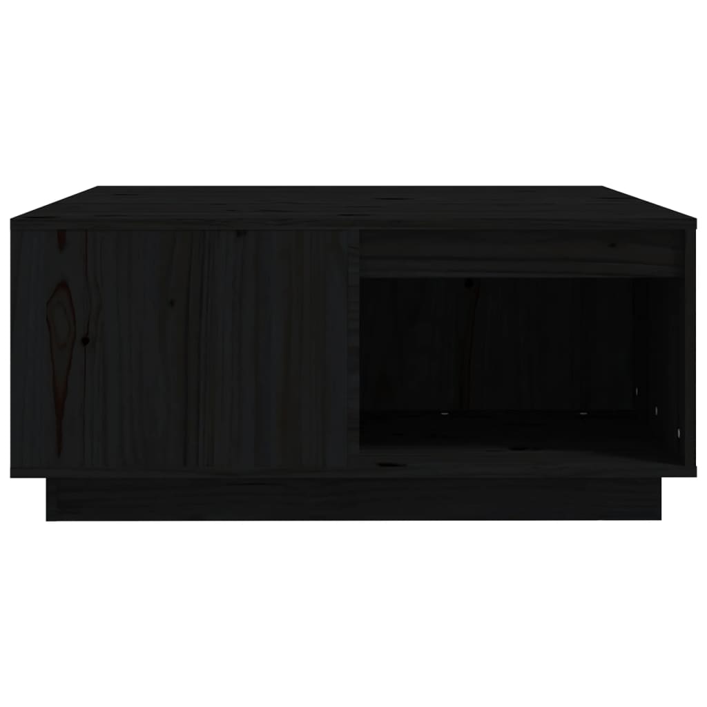 vidaXL Stolik kawowy, czarny, 80x81x36,5 cm, lite drewno sosnowe