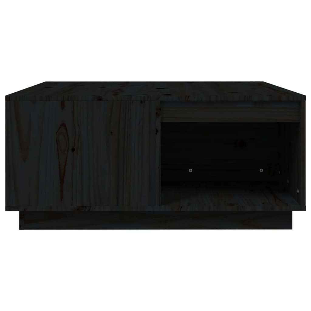 vidaXL Stolik kawowy, czarny, 80x81x36,5 cm, lite drewno sosnowe