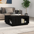 vidaXL Stolik kawowy, czarny, 80x81x36,5 cm, lite drewno sosnowe
