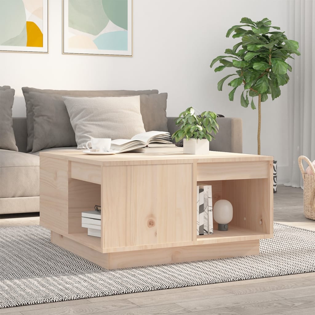 vidaXL Stolik kawowy, 60x61x32,5 cm, lite drewno sosnowe