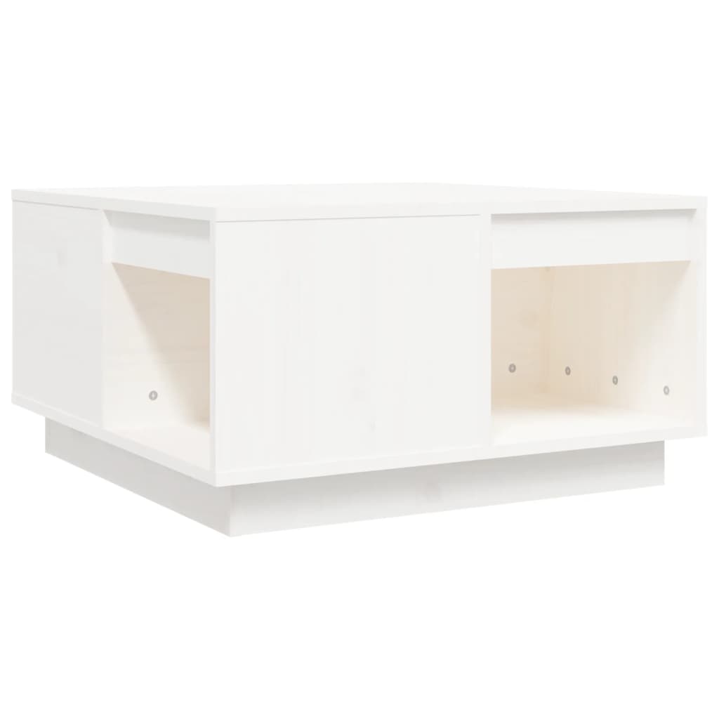 vidaXL Stolik kawowy, biały, 60x61x32,5 cm, lite drewno sosnowe