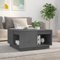 vidaXL Stolik kawowy, szary, 60x61x32,5 cm, lite drewno sosnowe