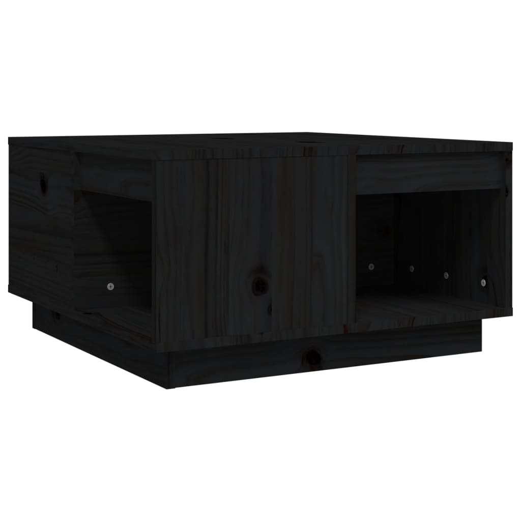 vidaXL Stolik kawowy, czarny, 60x61x32,5 cm, lite drewno sosnowe