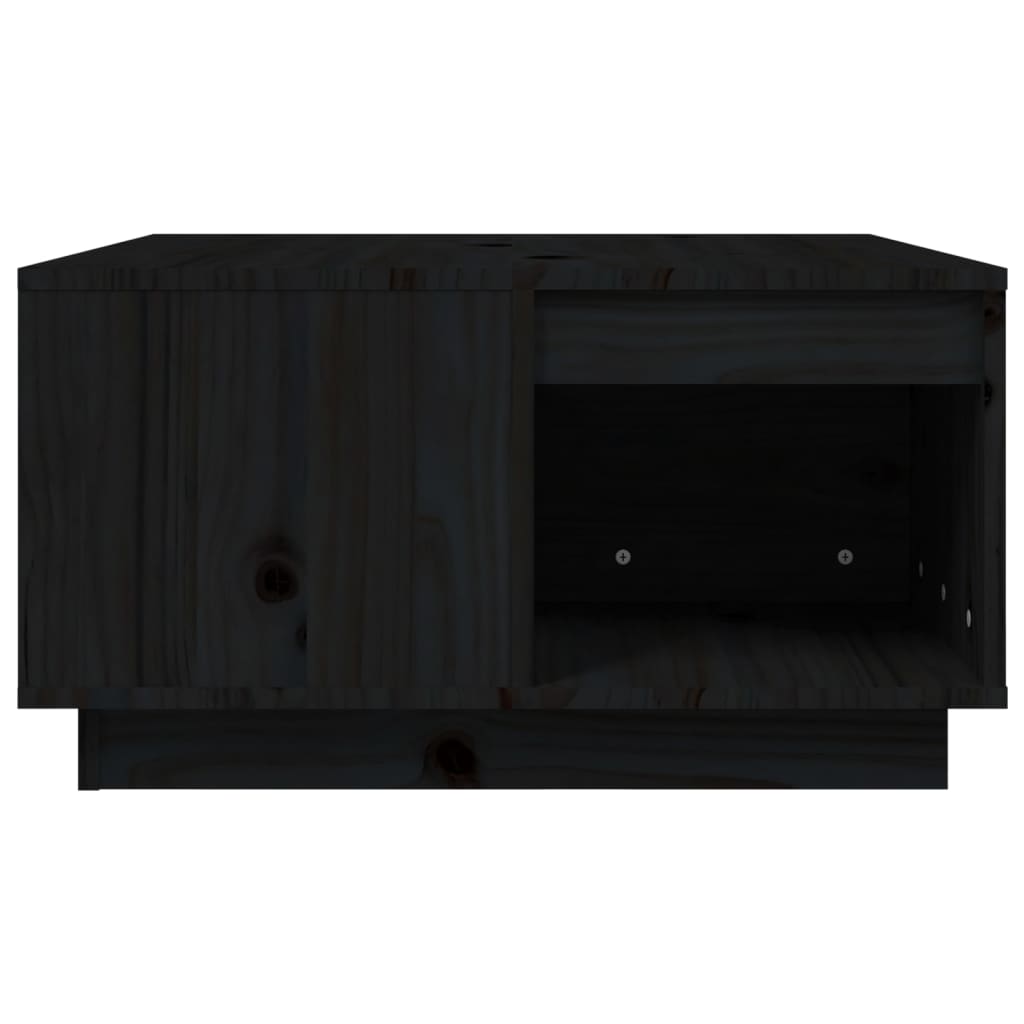 vidaXL Stolik kawowy, czarny, 60x61x32,5 cm, lite drewno sosnowe