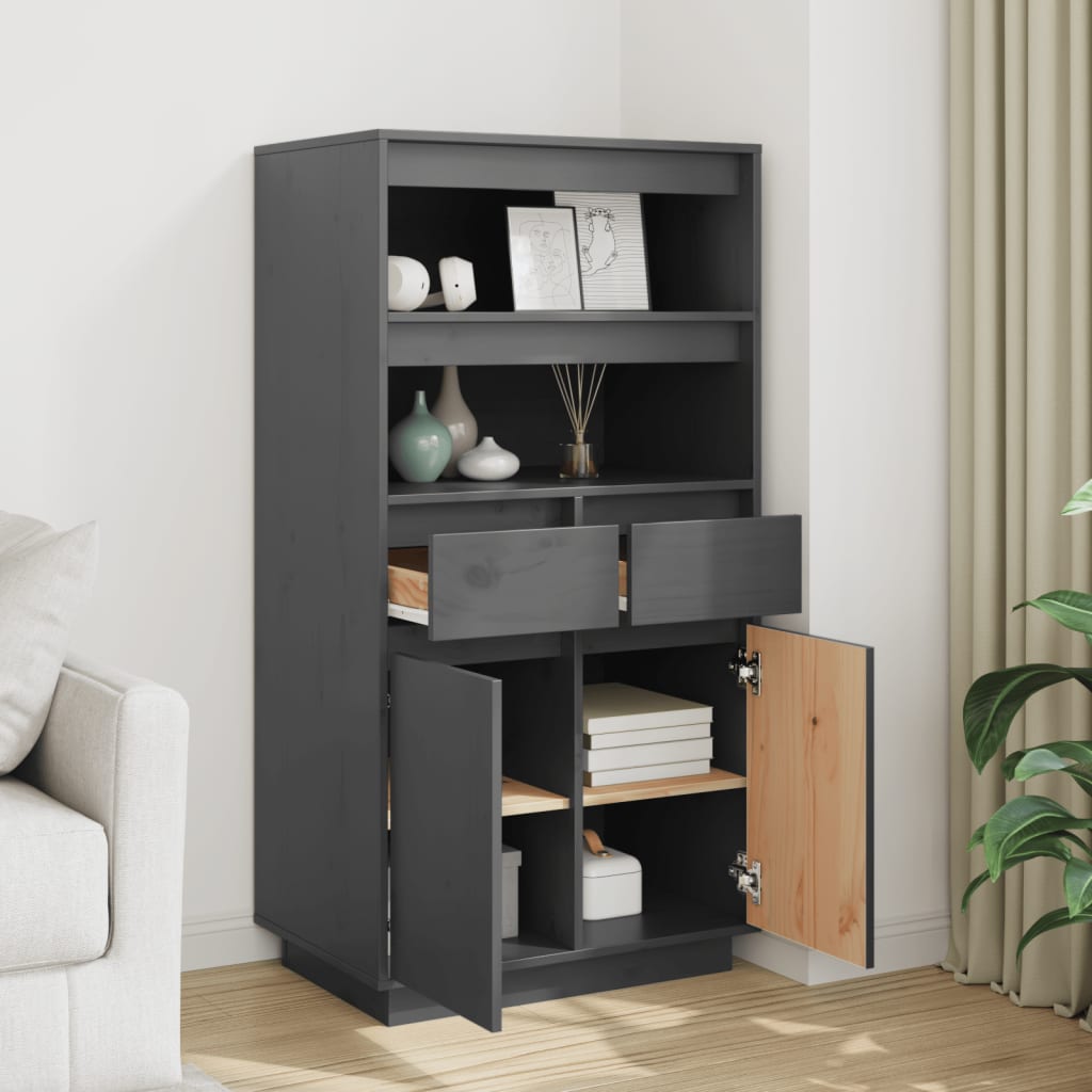 vidaXL Szafka, szara, 60x40x116,5 cm, lite drewno sosnowe