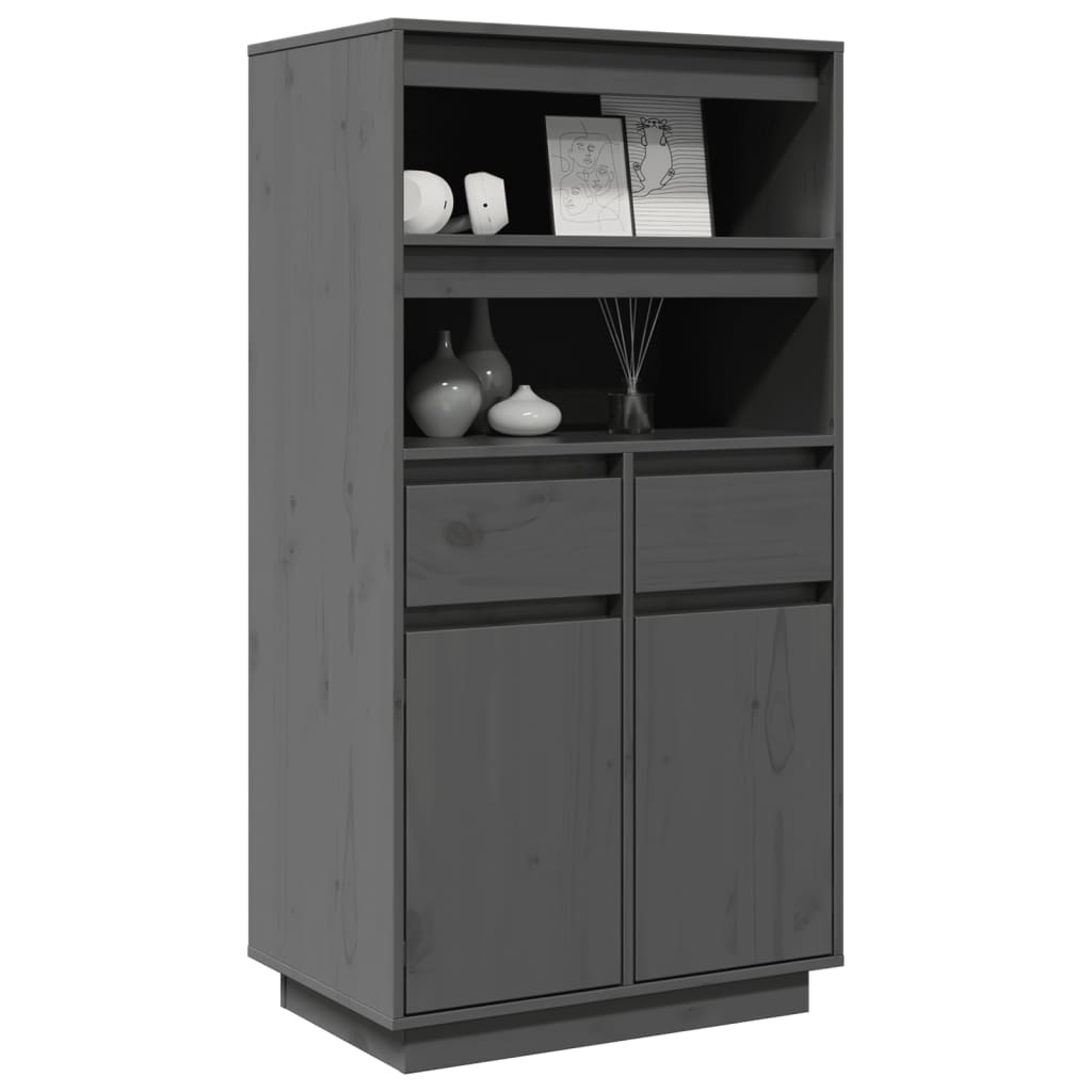 vidaXL Szafka, szara, 60x40x116,5 cm, lite drewno sosnowe