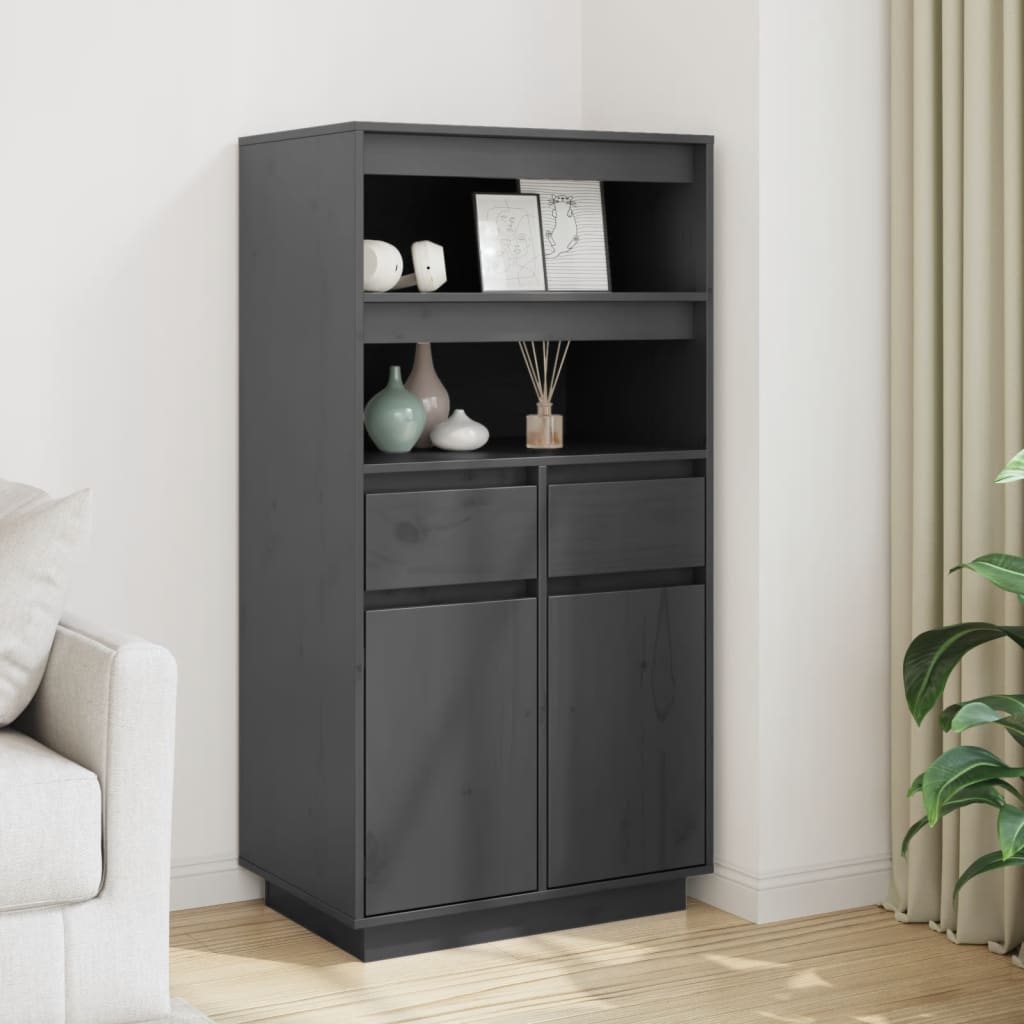 vidaXL Szafka, szara, 60x40x116,5 cm, lite drewno sosnowe