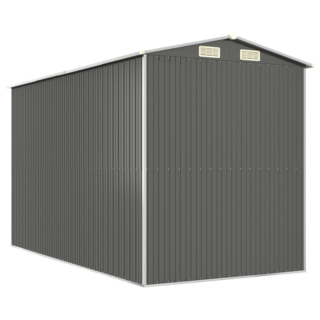 vidaXL Szopa ogrodowa, jasnoszara, 192x357x223cm, stal galwanizowana