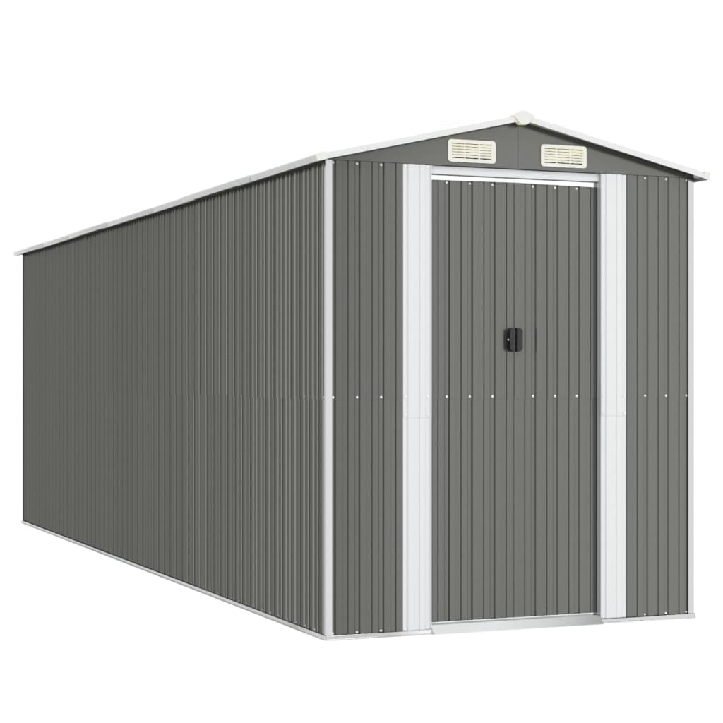 vidaXL Szopa ogrodowa, jasnoszara, 192x606x223 cm, stal galwanizowana