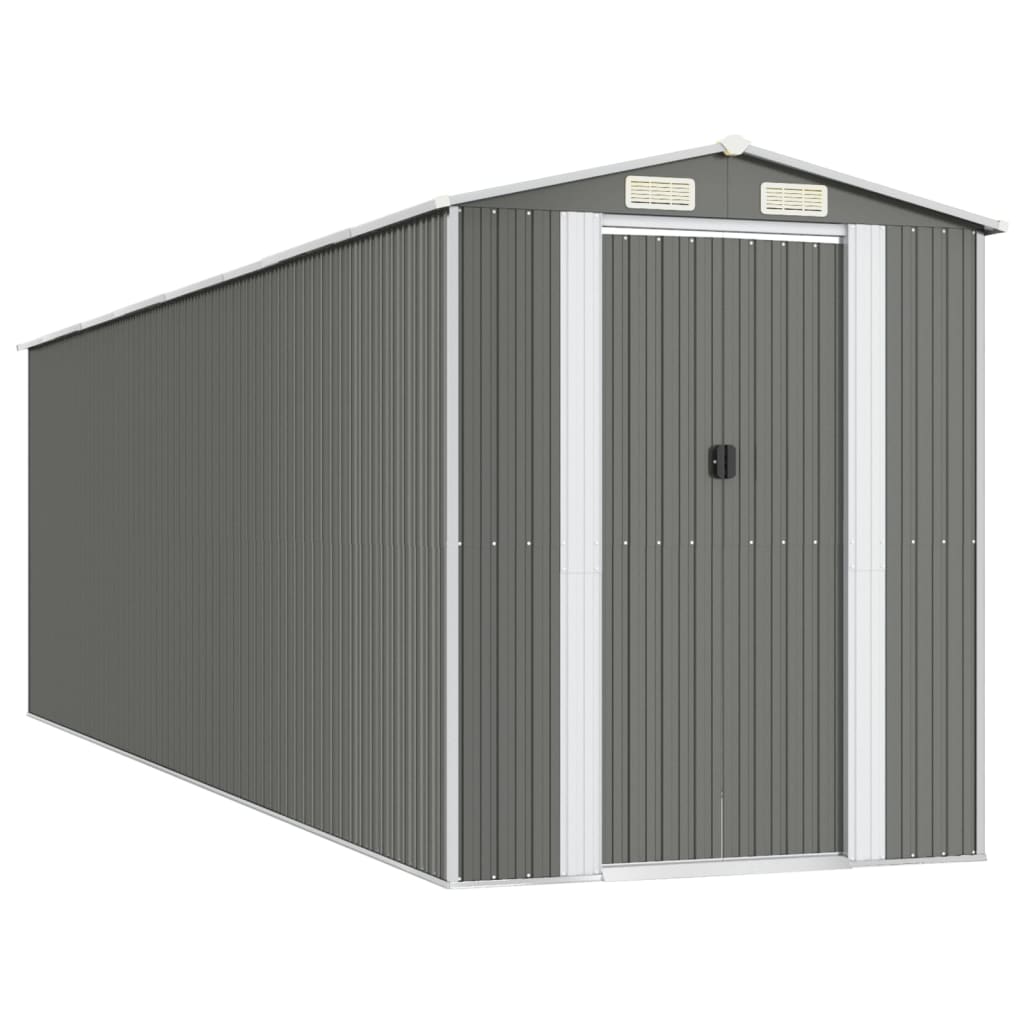 vidaXL Szopa ogrodowa, jasnoszara, 192x689x223 cm, stal galwanizowana