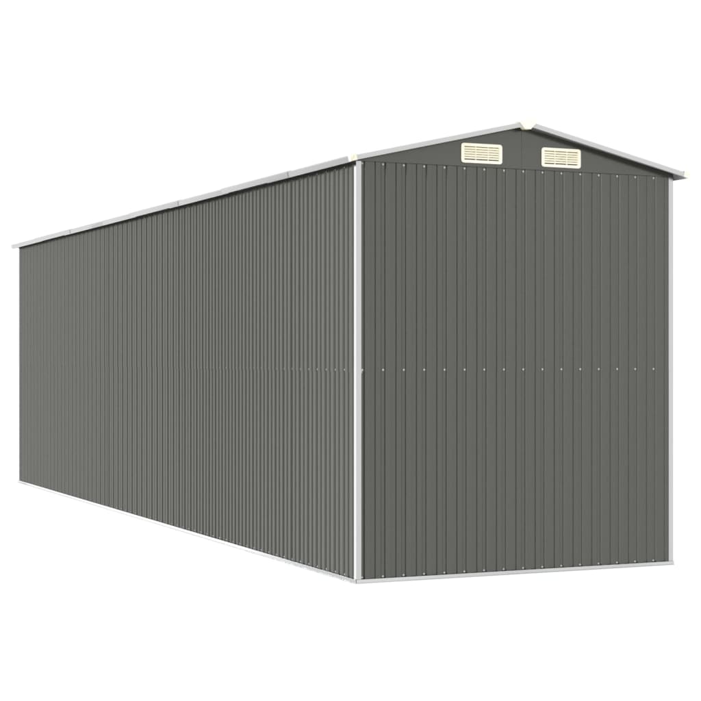 vidaXL Szopa ogrodowa, jasnoszara, 192x689x223 cm, stal galwanizowana