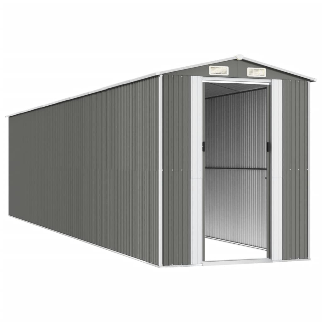 vidaXL Szopa ogrodowa, jasnoszara,192x855x223 cm, stal galwanizowana