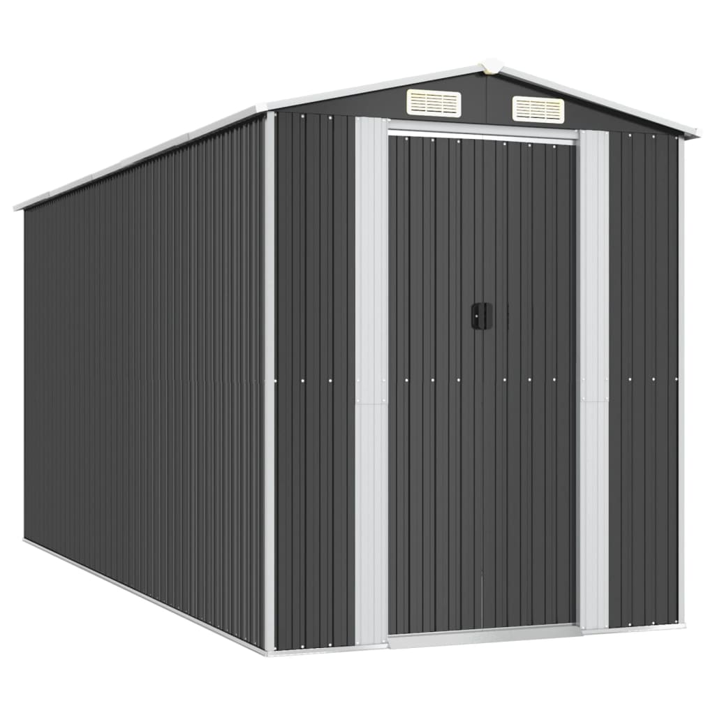 vidaXL Szopa ogrodowa, antracytowa, 192x440x223 cm, stal galwanizowana