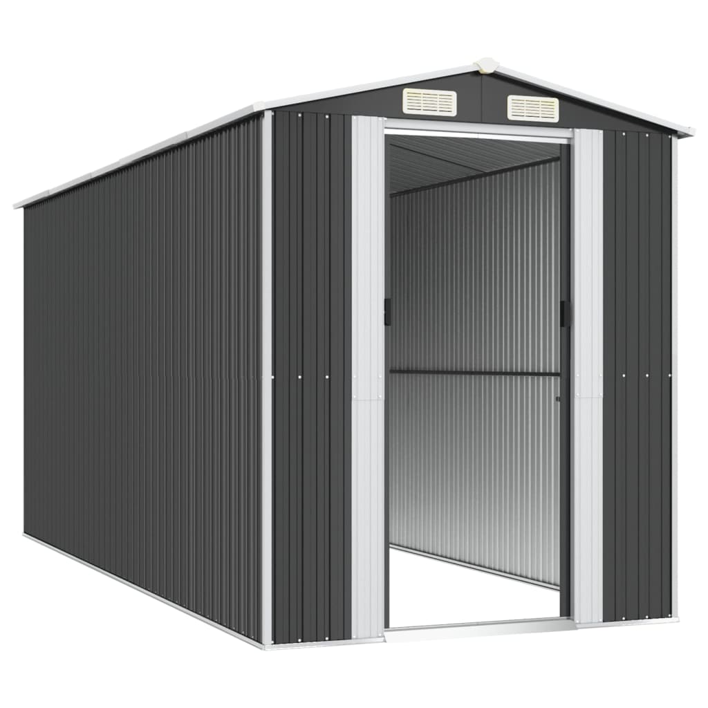vidaXL Szopa ogrodowa, antracytowa, 192x440x223 cm, stal galwanizowana