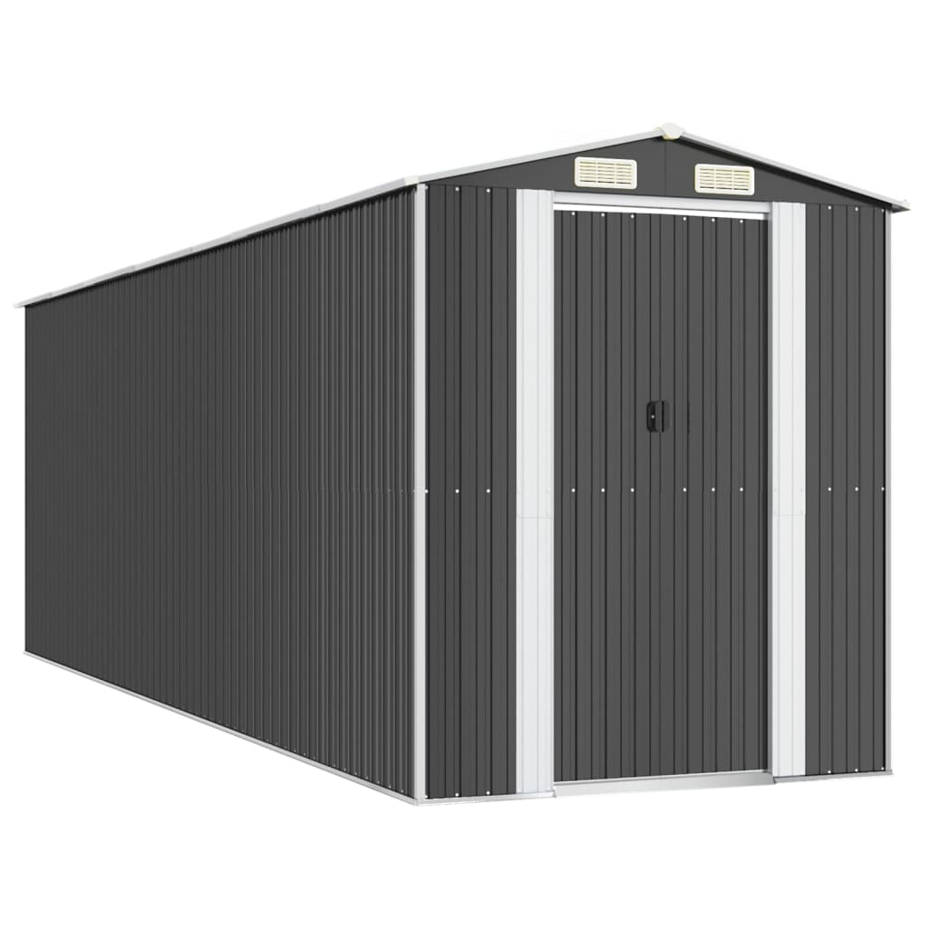 vidaXL Szopa ogrodowa, antracytowa, 192x606x223 cm, stal galwanizowana