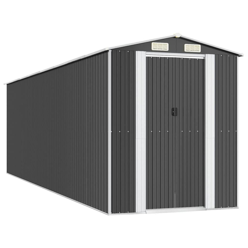 vidaXL Szopa ogrodowa, antracytowa, 192x689x223 cm, stal galwanizowana