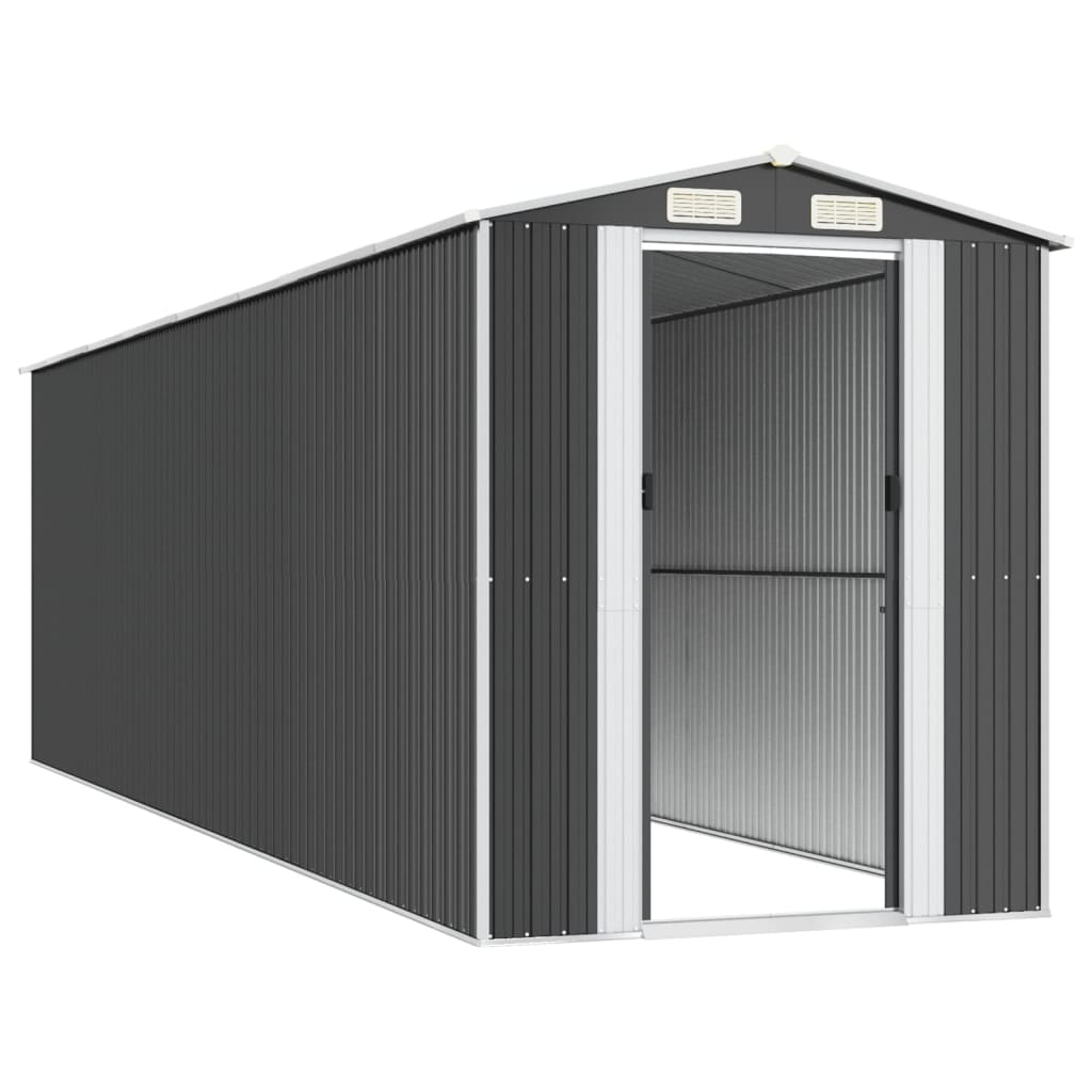 vidaXL Szopa ogrodowa, antracytowa, 192x689x223 cm, stal galwanizowana
