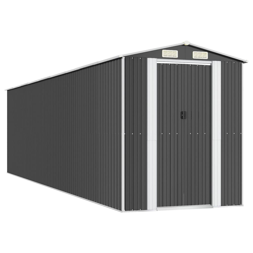 vidaXL Szopa ogrodowa, antracytowa, 192x772x223 cm, stal galwanizowana