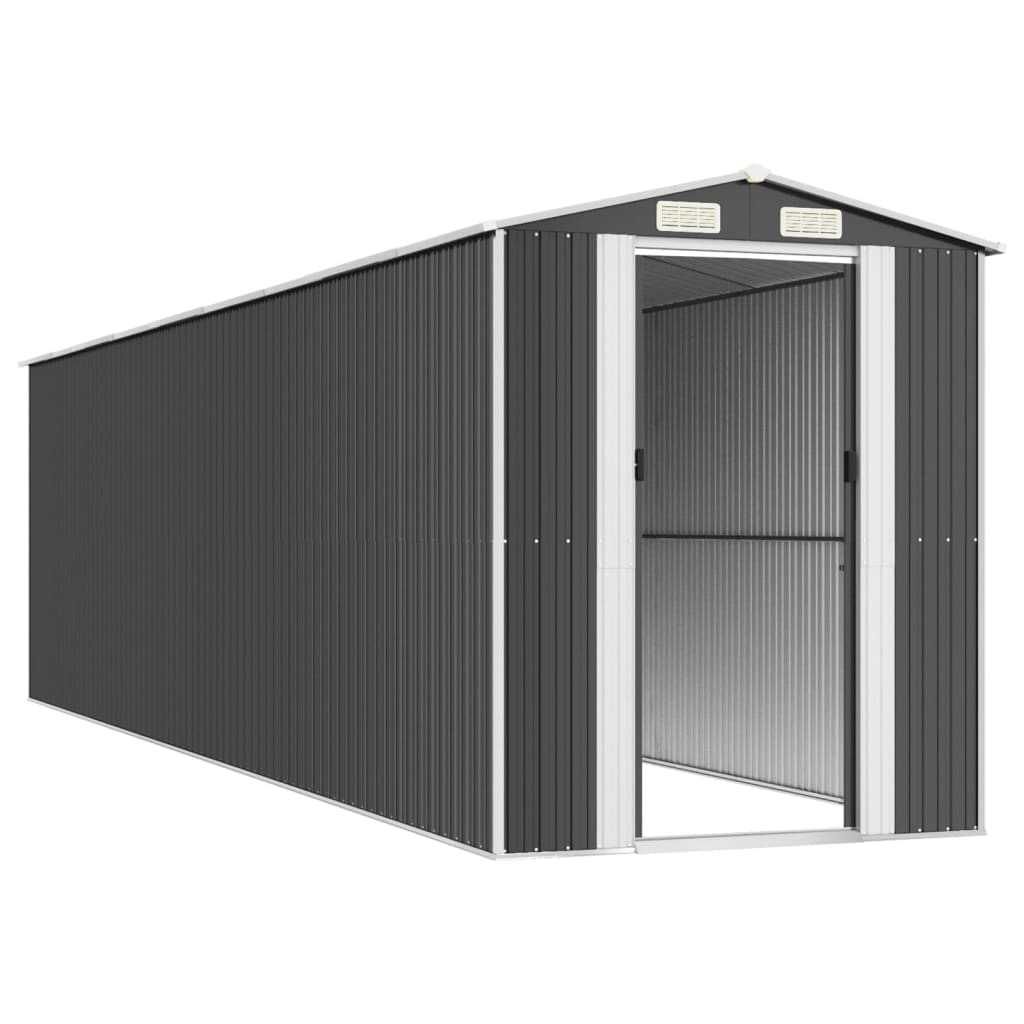 vidaXL Szopa ogrodowa, antracytowa, 192x772x223 cm, stal galwanizowana