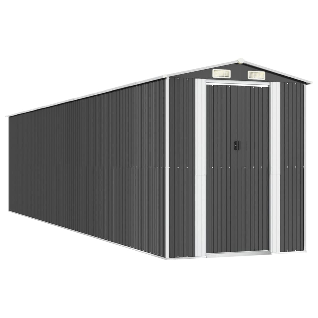 vidaXL Szopa ogrodowa, antracytowa, 192x855x223 cm, stal galwanizowana