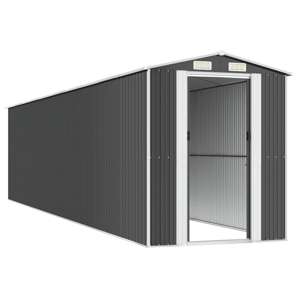 vidaXL Szopa ogrodowa, antracytowa, 192x855x223 cm, stal galwanizowana