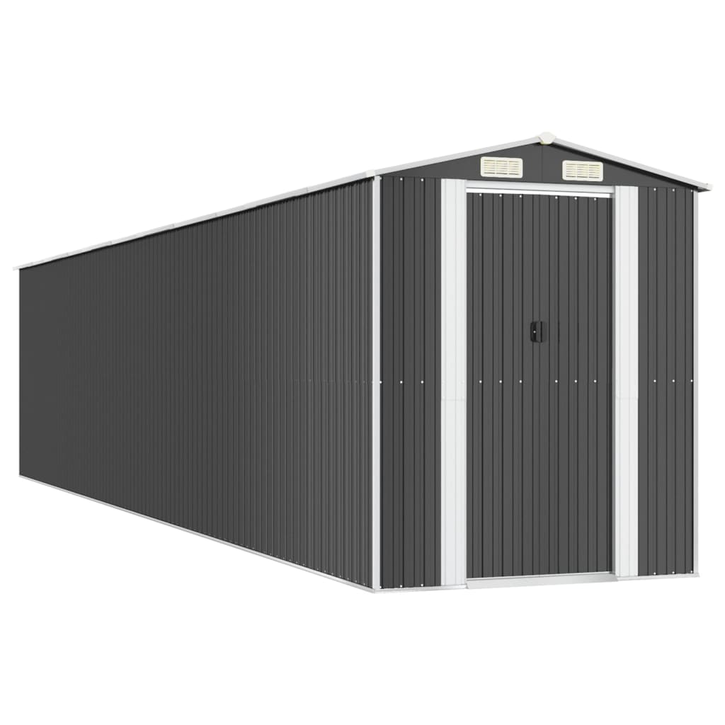 vidaXL Szopa ogrodowa, antracytowa, 192x938x223 cm, stal galwanizowana