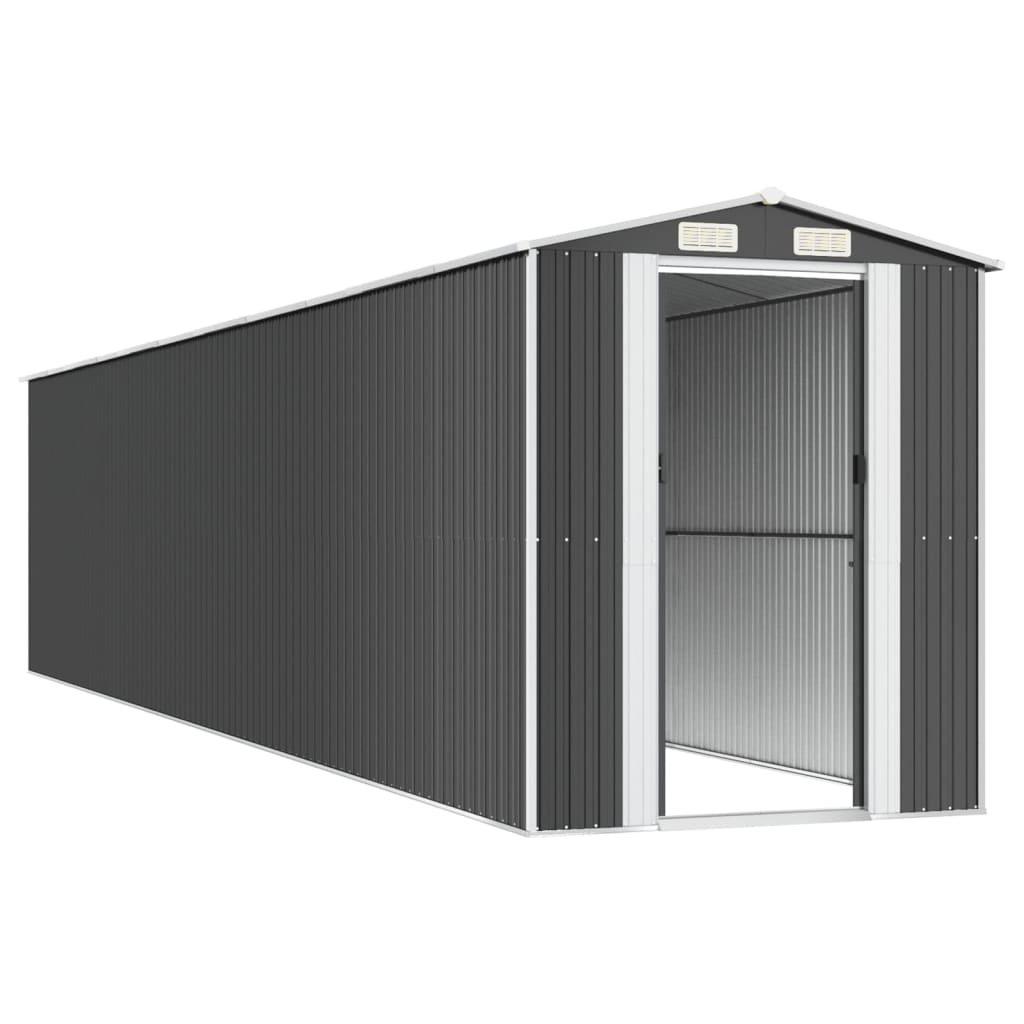 vidaXL Szopa ogrodowa, antracytowa, 192x938x223 cm, stal galwanizowana