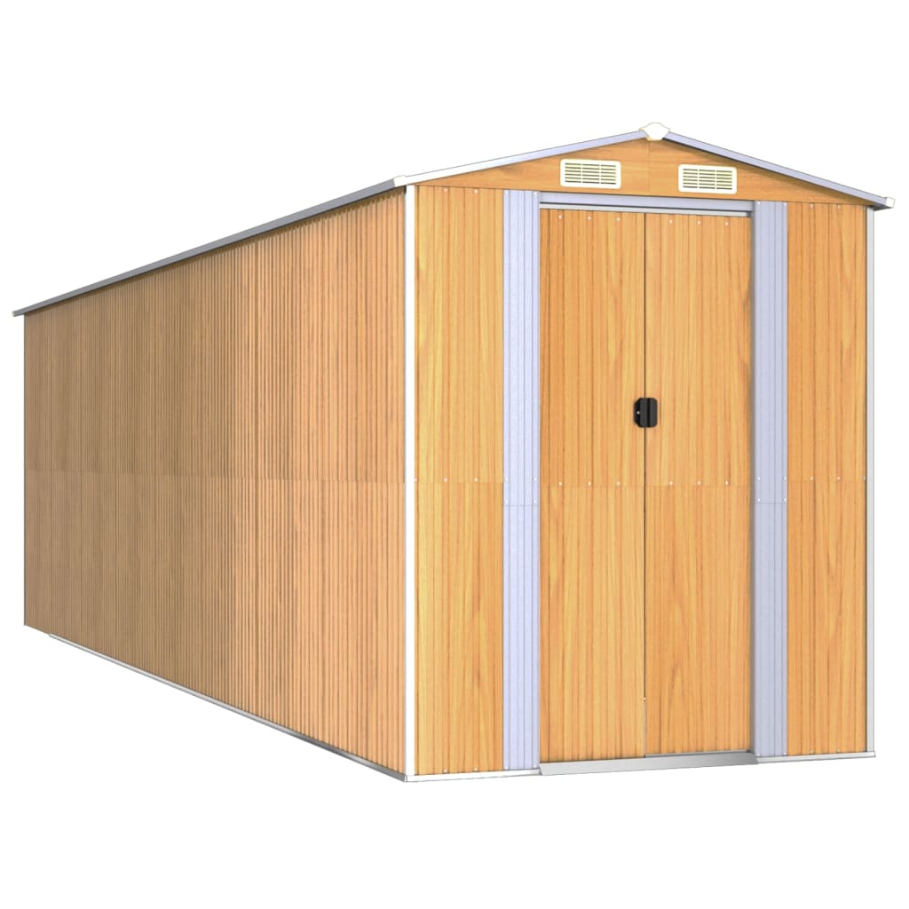 vidaXL Szopa ogrodowa, jasnobrązowa 192x689x223 cm, stal galwanizowana