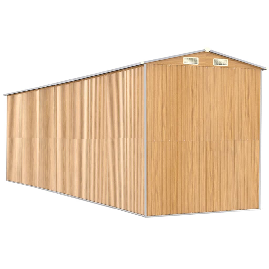 vidaXL Szopa ogrodowa, jasnobrązowa 192x689x223 cm, stal galwanizowana