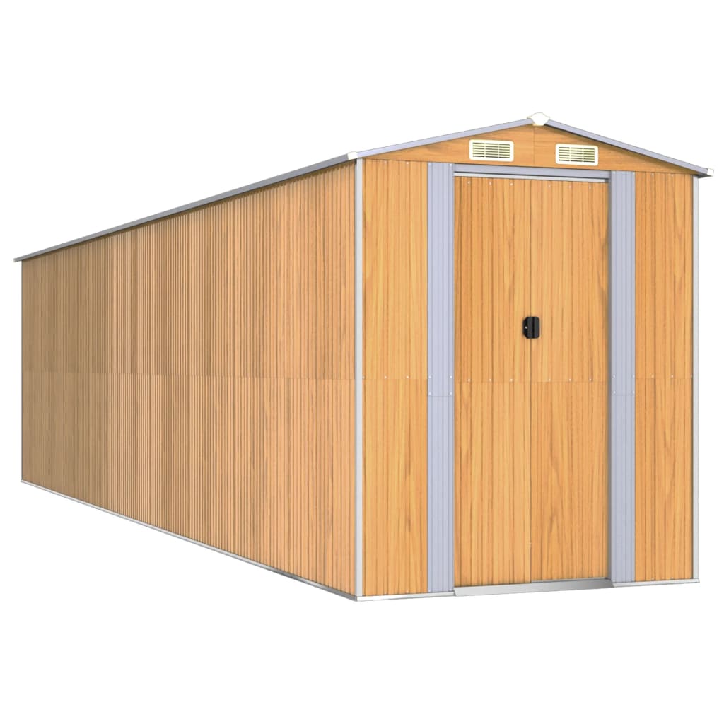vidaXL Szopa ogrodowa, jasnobrązowa 192x772x223 cm, stal galwanizowana