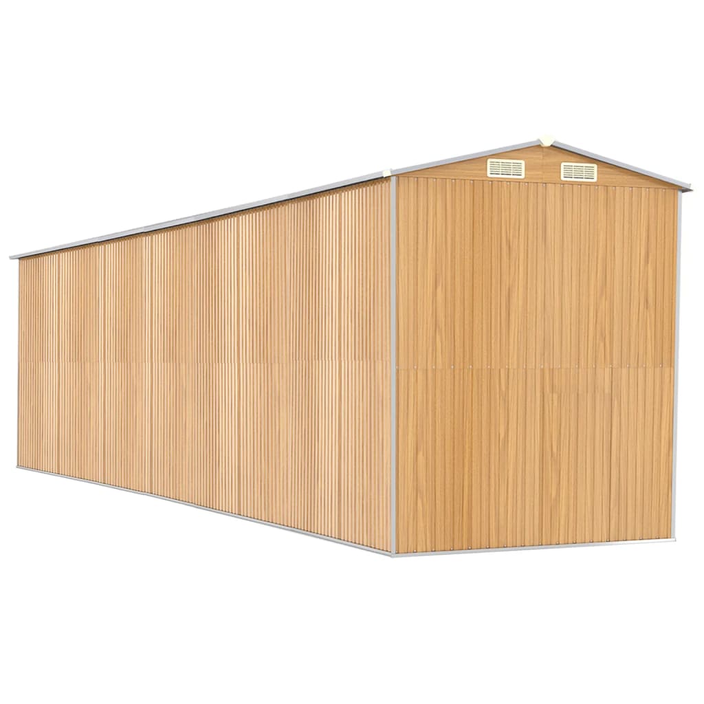 vidaXL Szopa ogrodowa, jasnobrązowa 192x772x223 cm, stal galwanizowana