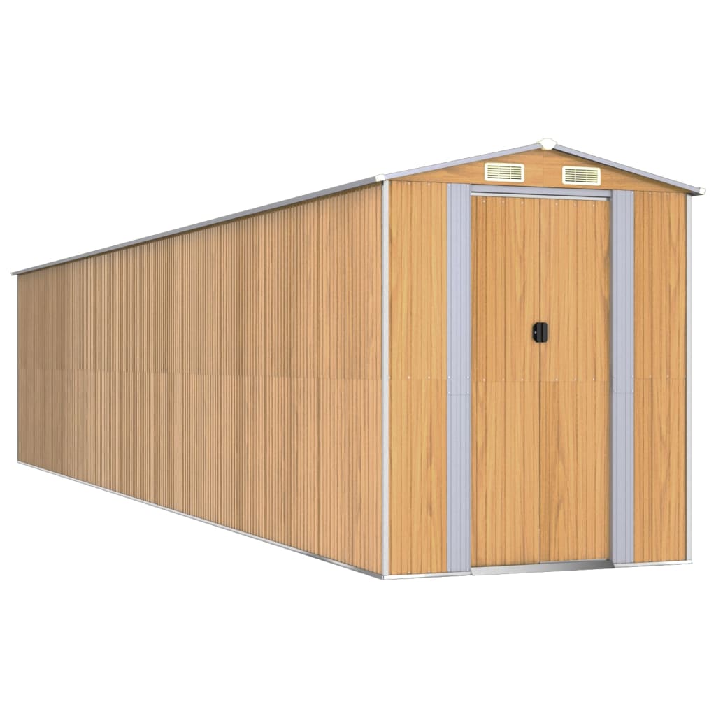 vidaXL Szopa ogrodowa, jasnobrązowa 192x938x223 cm, stal galwanizowana