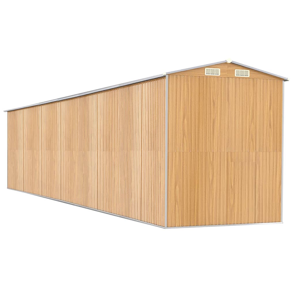 vidaXL Szopa ogrodowa, jasnobrązowa 192x938x223 cm, stal galwanizowana