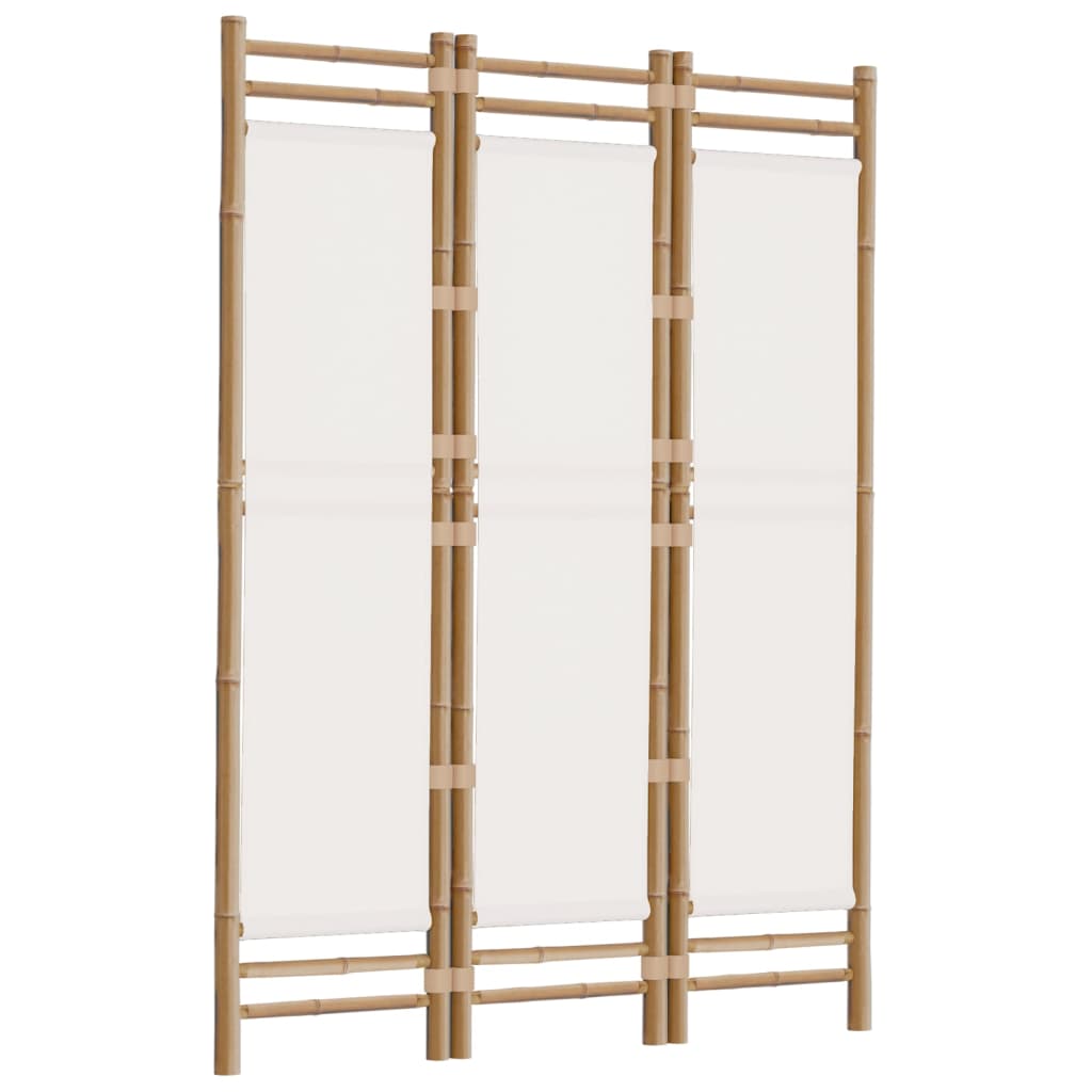 vidaXL Składany parawan 3-panelowy, 120 cm, bambus i płótno