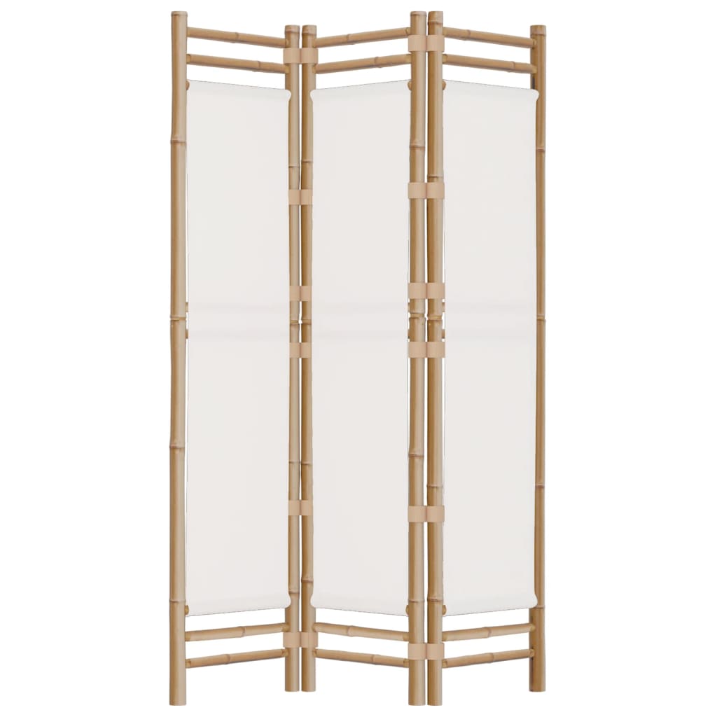vidaXL Składany parawan 3-panelowy, 120 cm, bambus i płótno