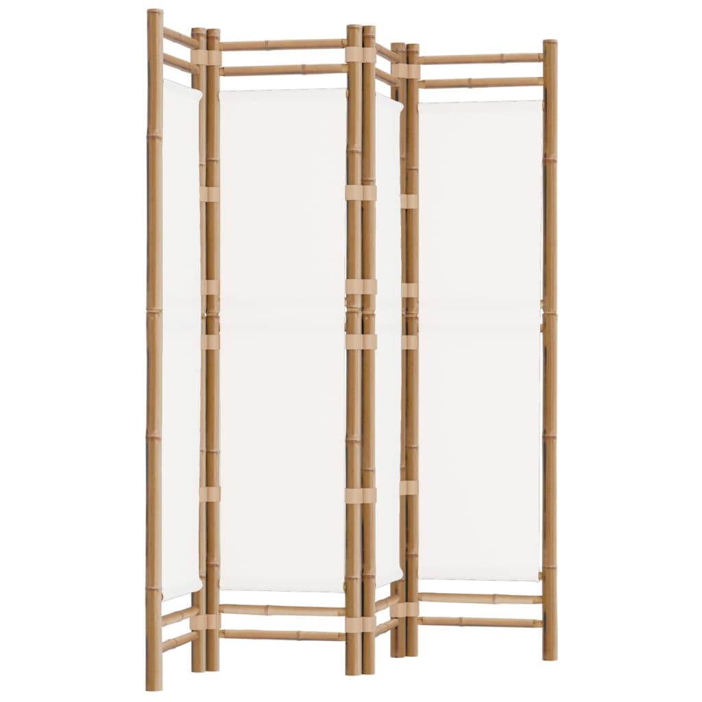 vidaXL Składany parawan 4-panelowy, 160 cm, bambus i płótno