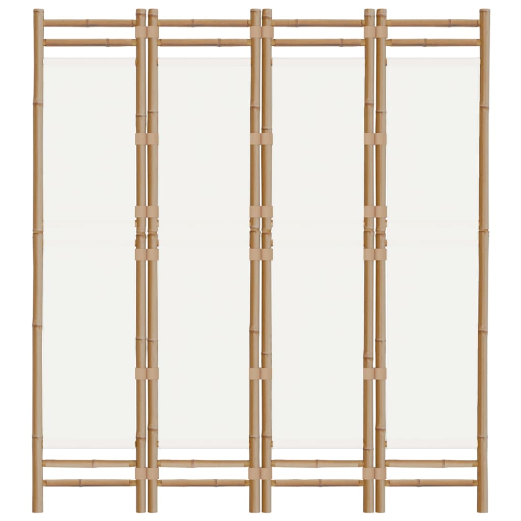 vidaXL Składany parawan 4-panelowy, 160 cm, bambus i płótno