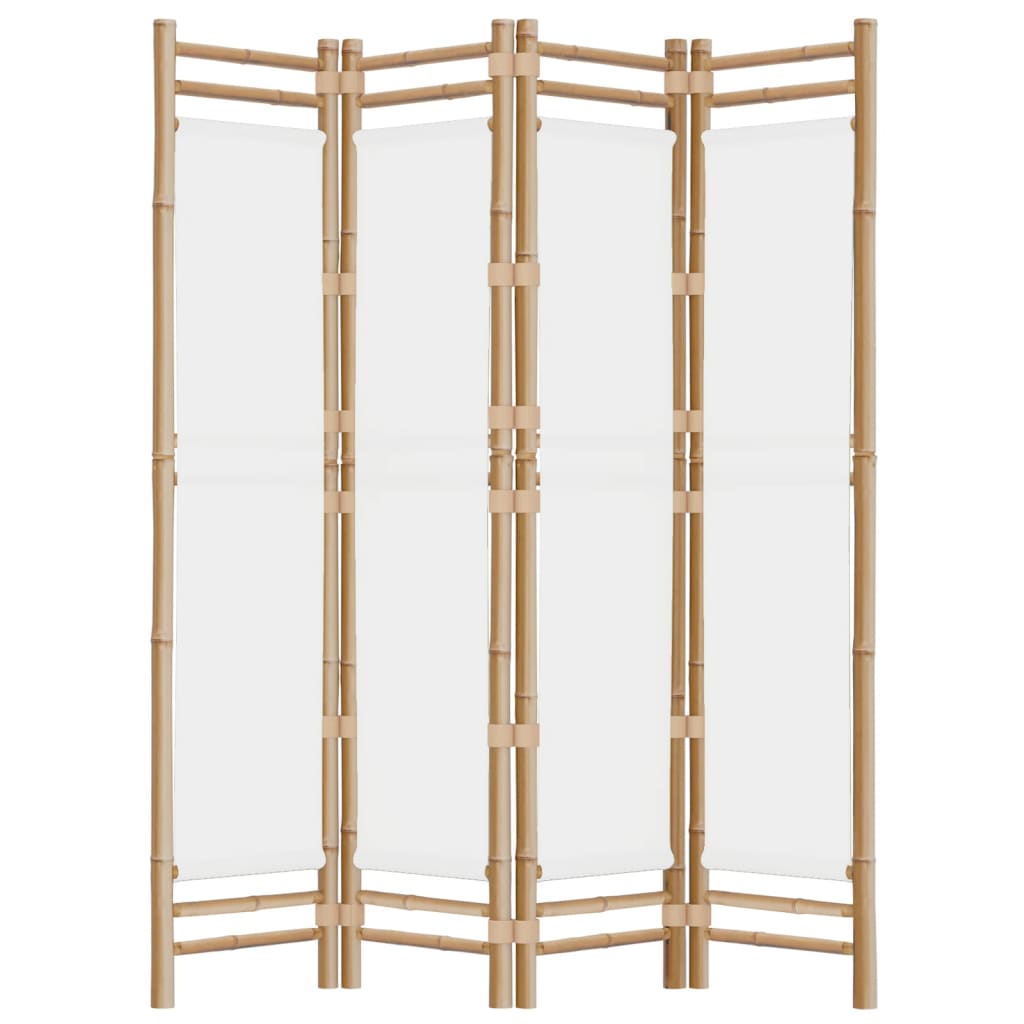vidaXL Składany parawan 4-panelowy, 160 cm, bambus i płótno
