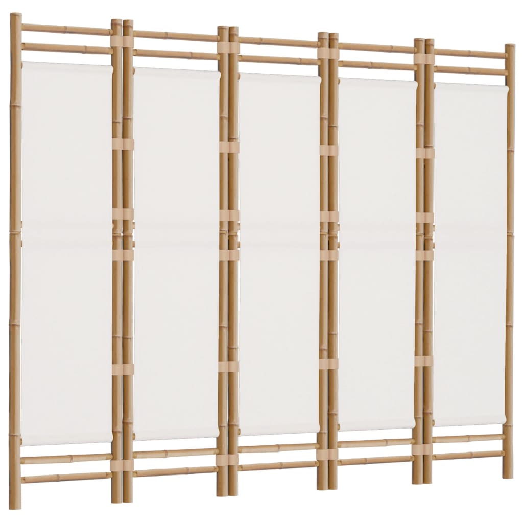 vidaXL Składany parawan 5-panelowy, 200 cm, bambus i płótno