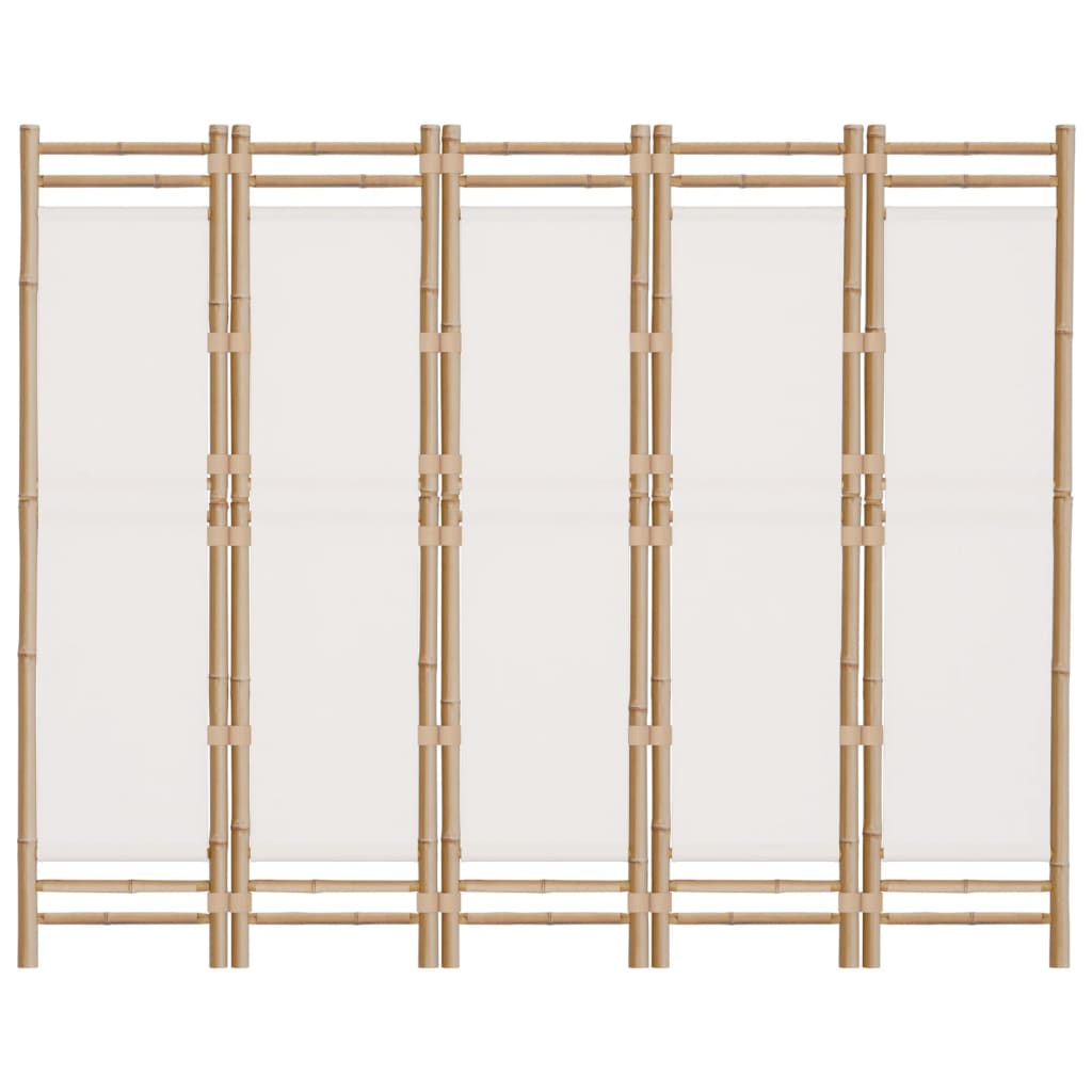 vidaXL Składany parawan 5-panelowy, 200 cm, bambus i płótno