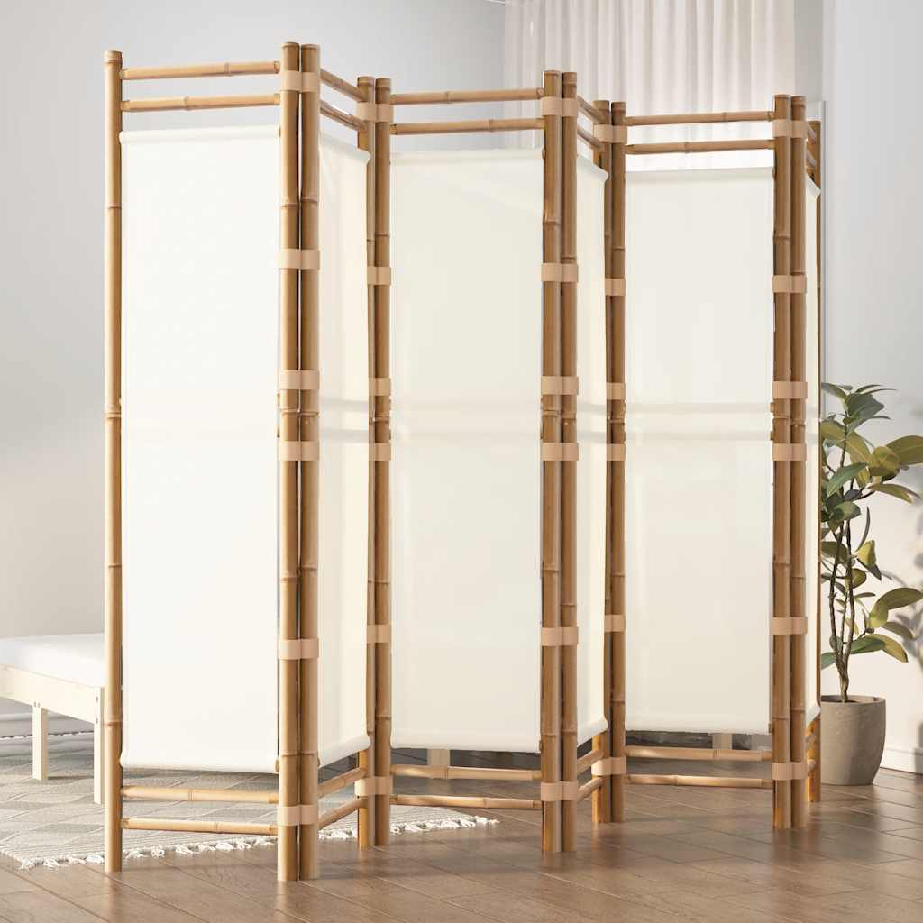 vidaXL Składany parawan 6-panelowy, 240 cm, bambus i płótno