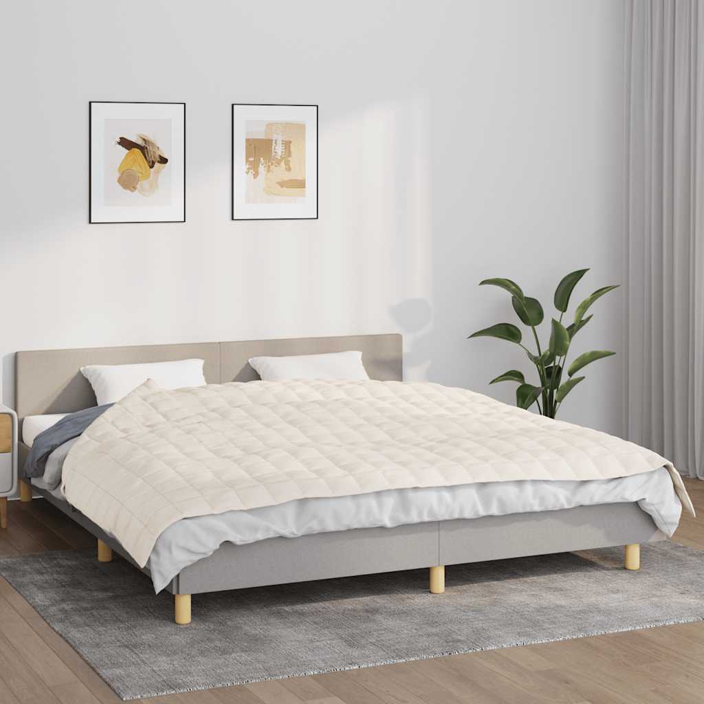 vidaXL Koc obciążeniowy, kremowy, 155x220 cm, 11 kg, tkanina