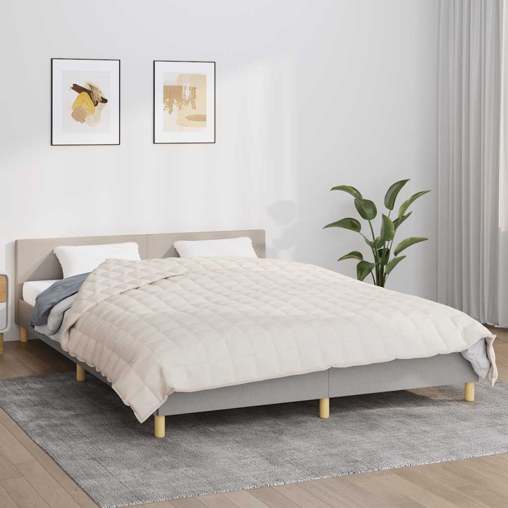 vidaXL Koc obciążeniowy, kremowy, 220x235 cm, 11 kg, tkanina